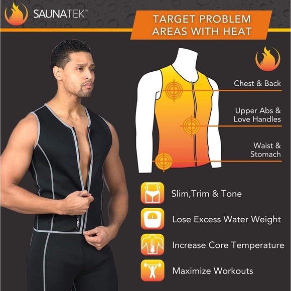Men's Sauna Sweat Suit Vest for Exercise and Heat Training, Neoprene - Picture 2 of 7